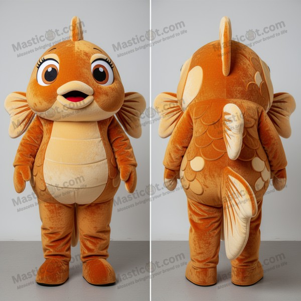 Rust Velvety Cartoon Goldfish Mascot - Masticot.com