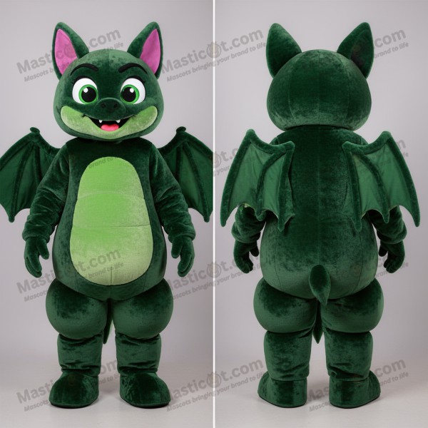 Forest green winged bat mascot - Masticot.com
