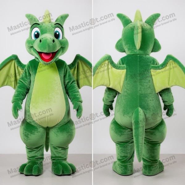 Emerald green broad winged pterodactyl mascot - Masticot.com