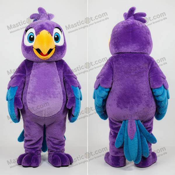 Vibrant purple feathered macaw mascot - Masticot.com