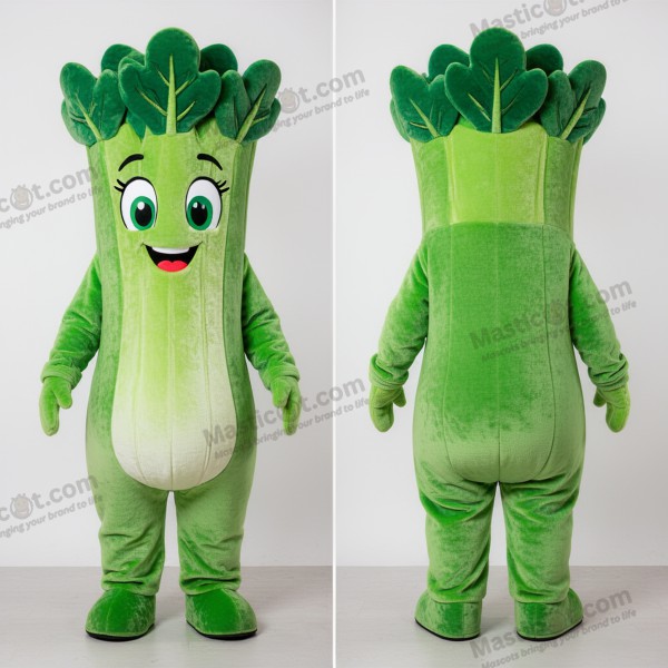 Vibrant green rounded celery mascot - Celery - MASTICOT_25278 - Masticot.com