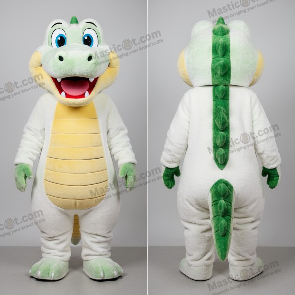 Hvid smilende krokodille maskot - Krokodille - MASTICOT_25283 - Masticot.com