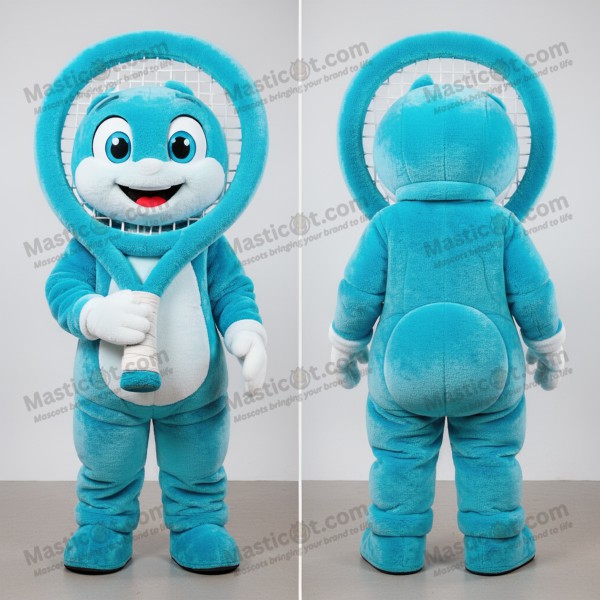 Cyan oversized tennis racket mascot - Masticot.com
