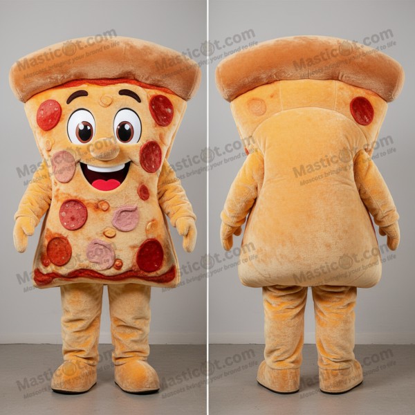 Warm Tan Velvety Pizza Slice Mascot - Masticot.com