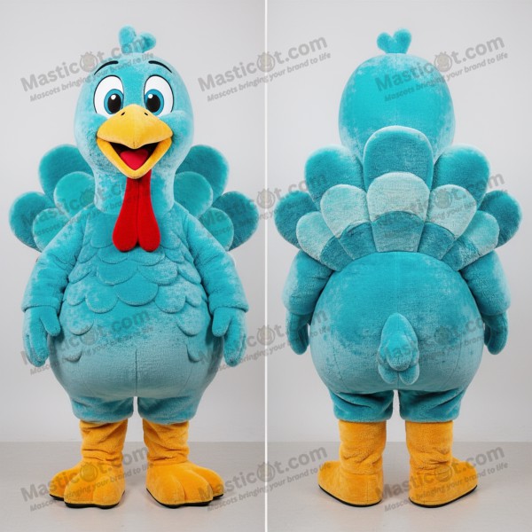 Cyan velvety turkey mascot - Masticot.com