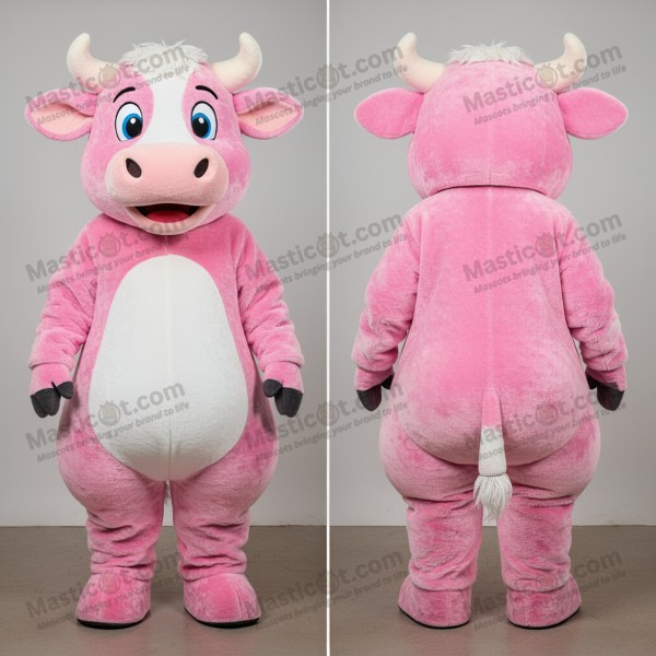 Pink velvety hereford cow mascot - Masticot.com