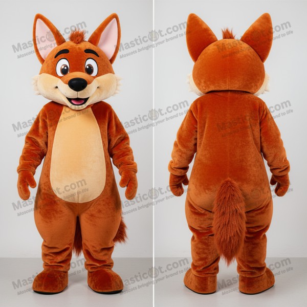Rust oranžový dingo maskot s širokýma očima - Masticot.com