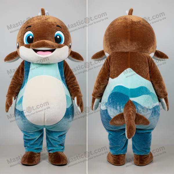 Hnědý kulatý maskot velryby - Masticot.com