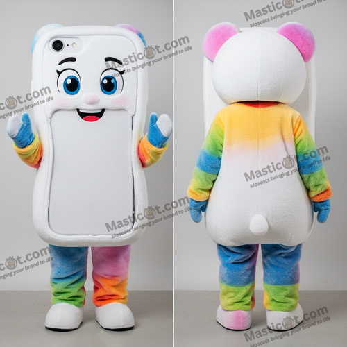 Fløyelshvit glinsende telefonmascot - Telefon - MASTICOT_25663 - Masticot.com