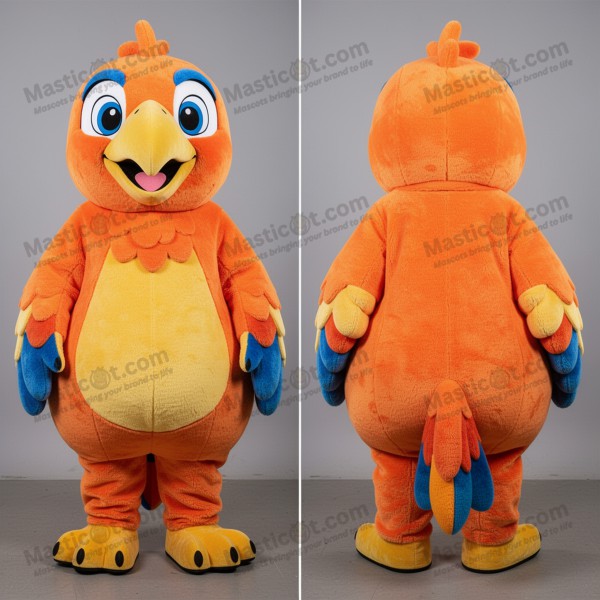 Vibrant orange feathered parrot mascot - Masticot.com