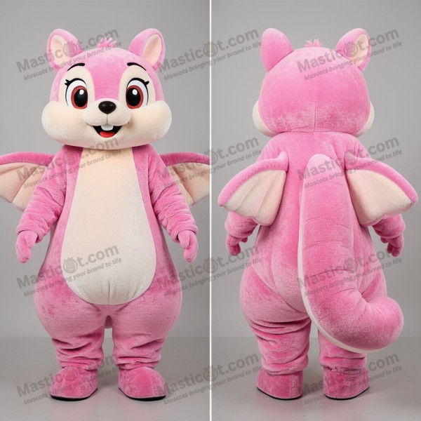 Pastel pink fluffy flying squirrel mascot - Masticot.com