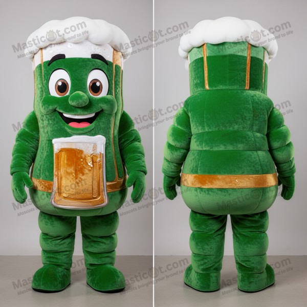 Emerald Frothy Cartoon Green Beer Mascot - Masticot.com