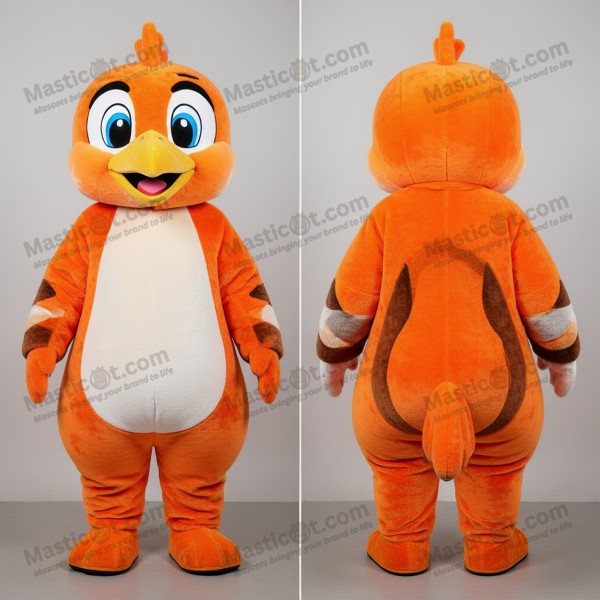 Mascotte pivert orange rouille aux grands yeux -