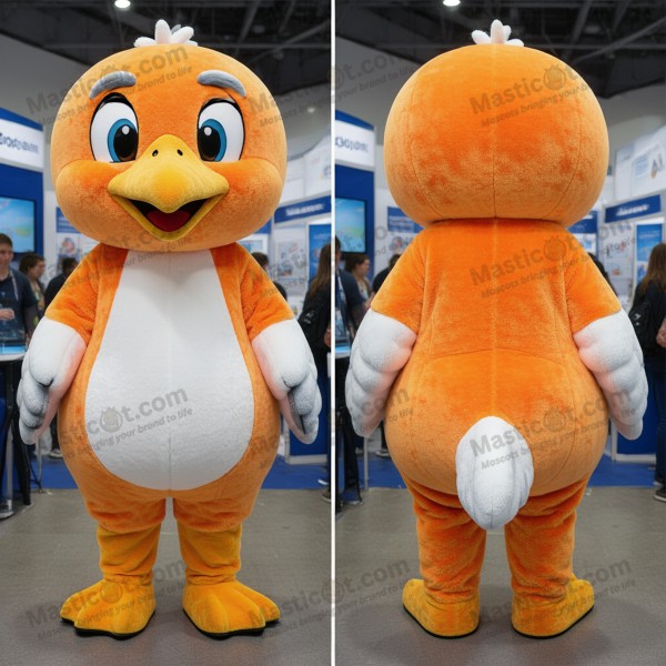 Orange round headed seagull mascot - Masticot.com