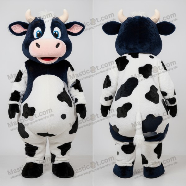 Navy Blue Padded Holstein Cow Mascot - Masticot.com