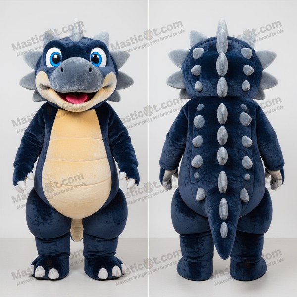 Navy blue rounded ankylosaurus mascot - Masticot.com