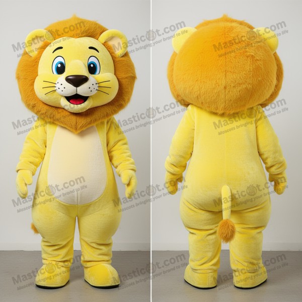 Lemon yellow broad shouldered lion mascot - Masticot.com