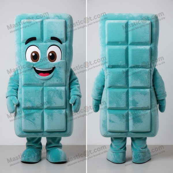 Turquoise Smiling Chocolate Bars Mascot - Masticot.com