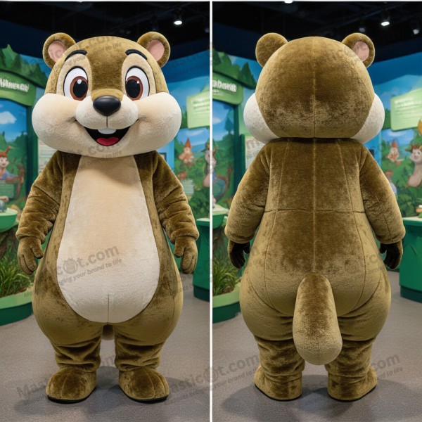Olive hued friendly marmot mascot - Masticot.com