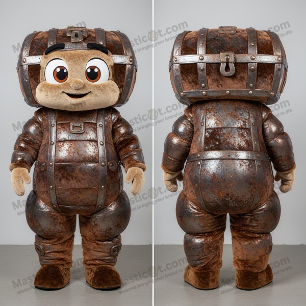 Rust orange wide eyed treasure chest mascot - Masticot.com
