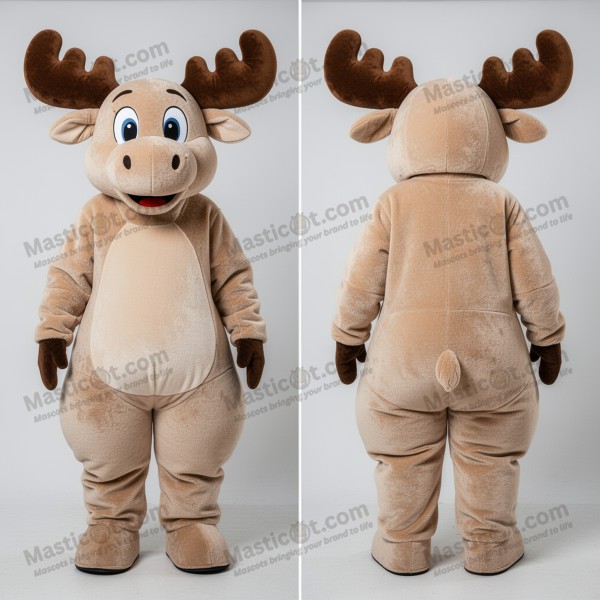 Beige Cartoon Moose Mascot - Masticot.com