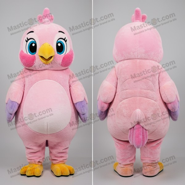 Růžový papoušek maskot v pastelové růžové - Masticot.com