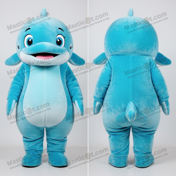 Cyan velvety blue whale mascot - Masticot.com