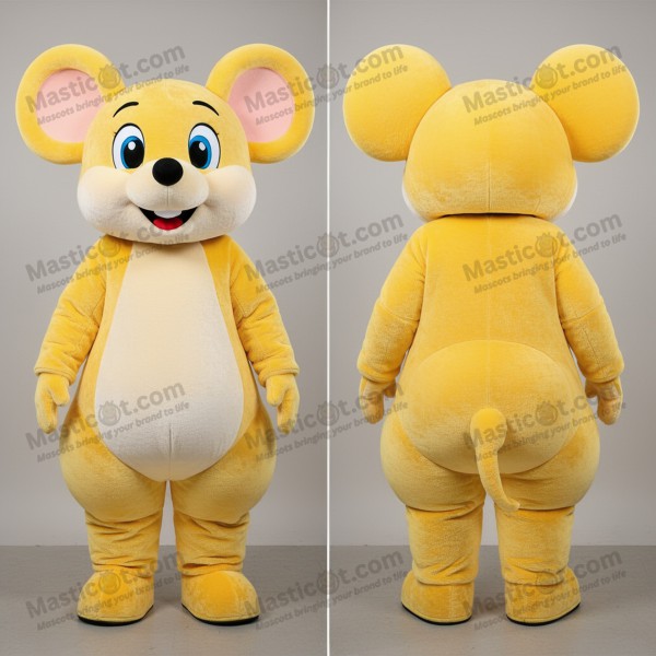 Žlutý veselý maskot myši - Masticot.com