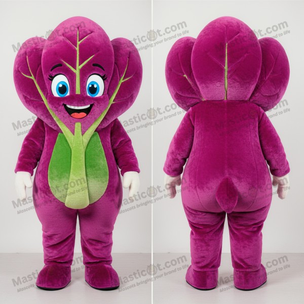 Magenta bladspinat-maskot - Masticot.com
