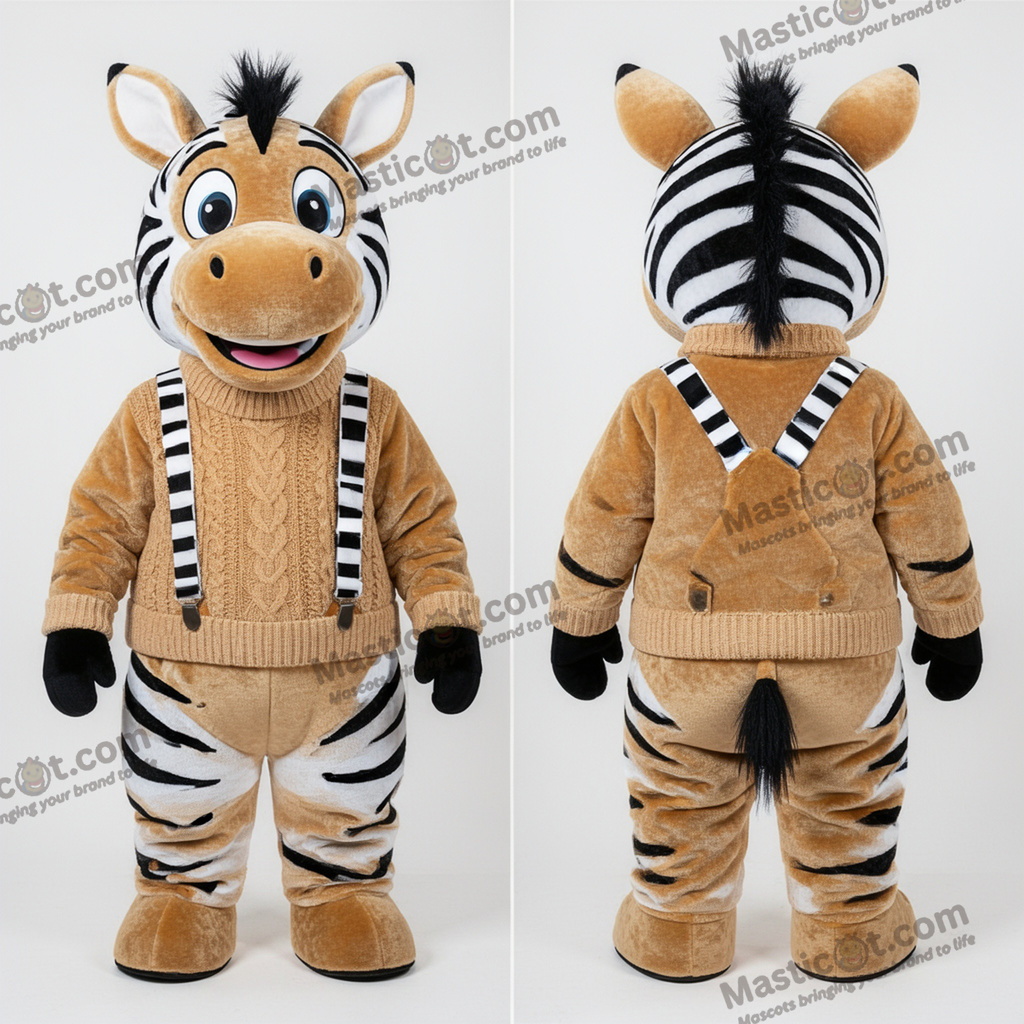 Brun sammetszebra maskot - Zebra - MASTICOT_26595 - Masticot.com