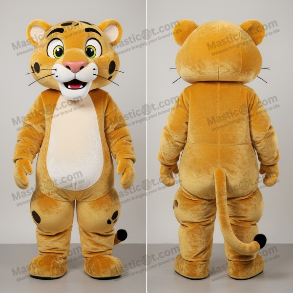 Golden plush panther mascot - Masticot.com