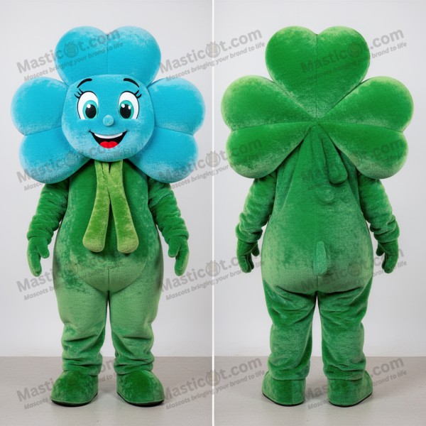 Emerald green cheerful bunch of shamrocks mascot -