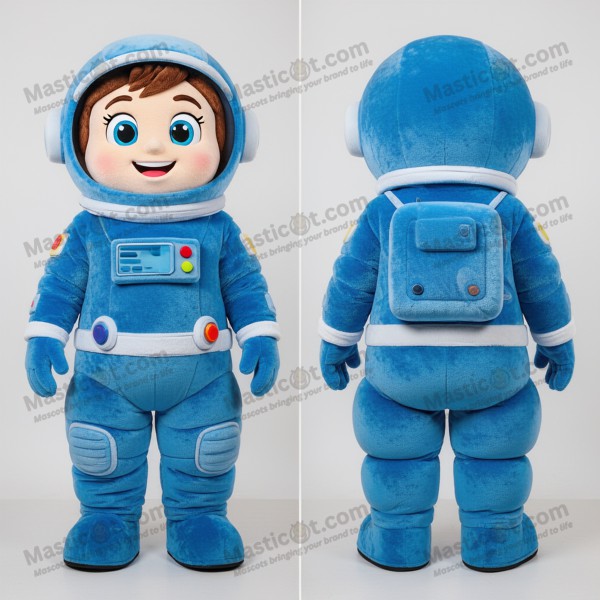 Velvety blue futuristic astronaut mascot - Masticot.com