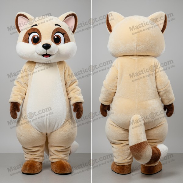 Cream velvety marten mascot - Masticot.com