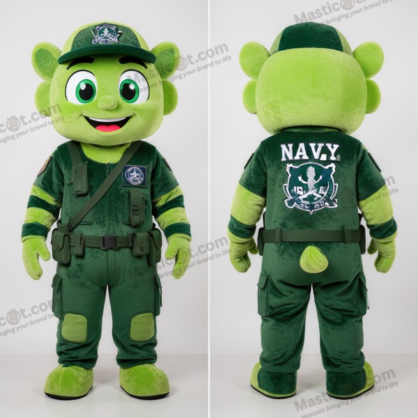 Limegrønn lekfull marinefôr-maskot - Navy Seal - MASTICOT_27019 - Masticot.com