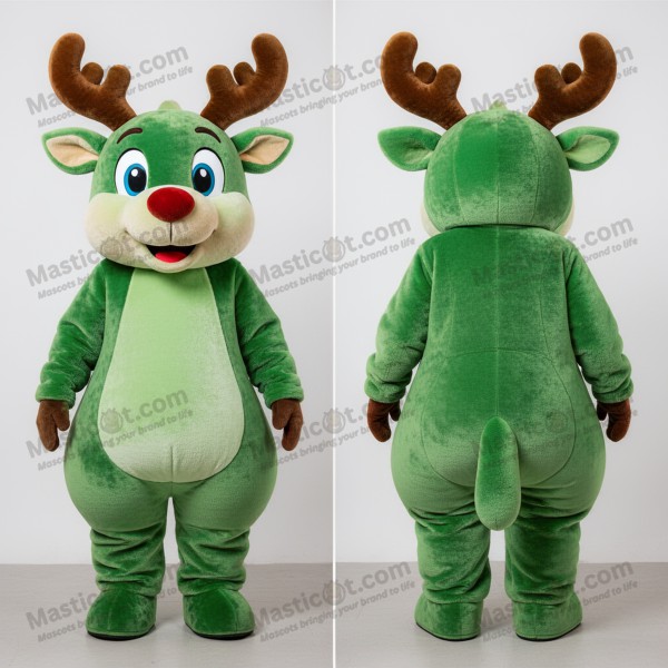 Emerald green playful reindeer mascot - Masticot.com
