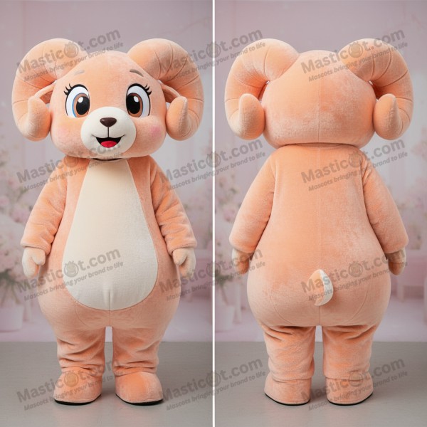 Peach Cartoon Ram Mascot - Masticot.com