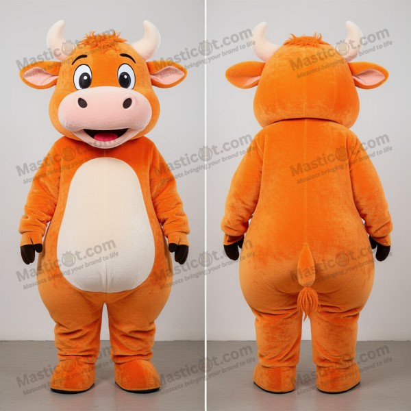 Orange velvety cow mascot - Masticot.com