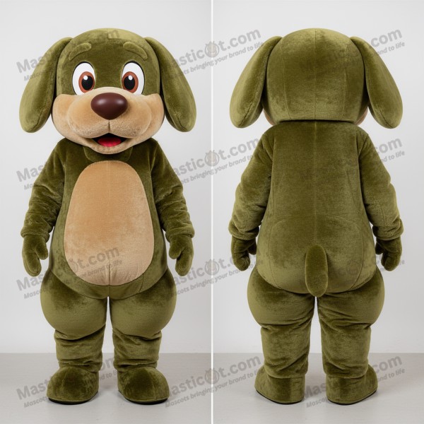 Olive green charming dog mascot - Masticot.com