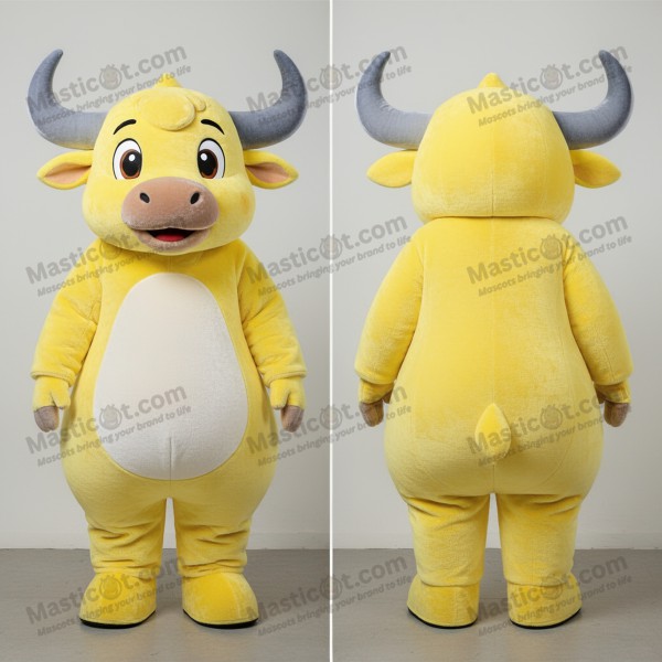 Lemon yellow fluffy yak mascot - Masticot.com