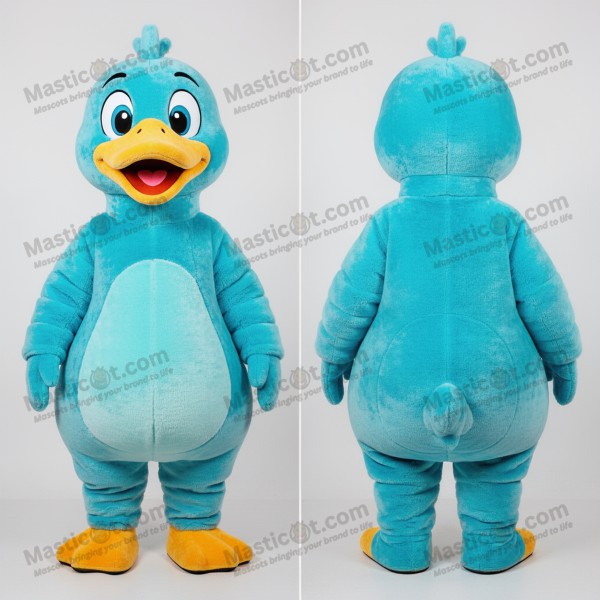 Cyan fluffy feathered goose mascot - Masticot.com