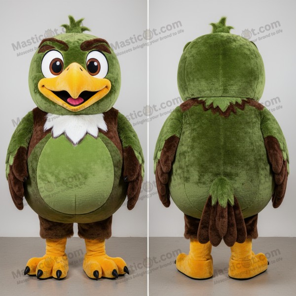 Olive green broad winged haasts eagle mascot - Masticot.com
