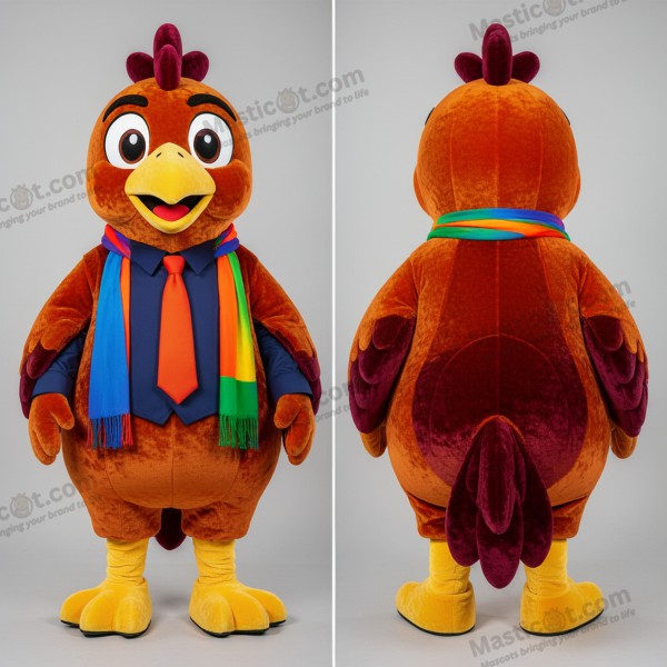 Mascota de pollo tandoori naranja carmesí esponjoso - Pollo Tandoori - MASTICOT_27445 - Masticot.com