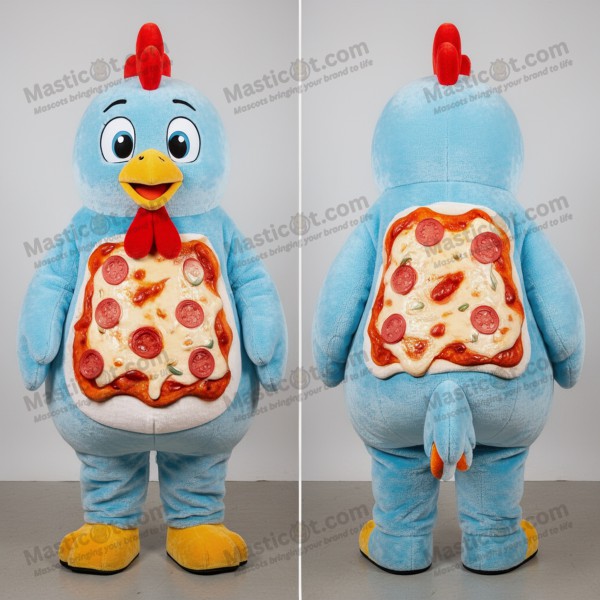 Disfraz de pollo parmesano azul celeste esponjoso -