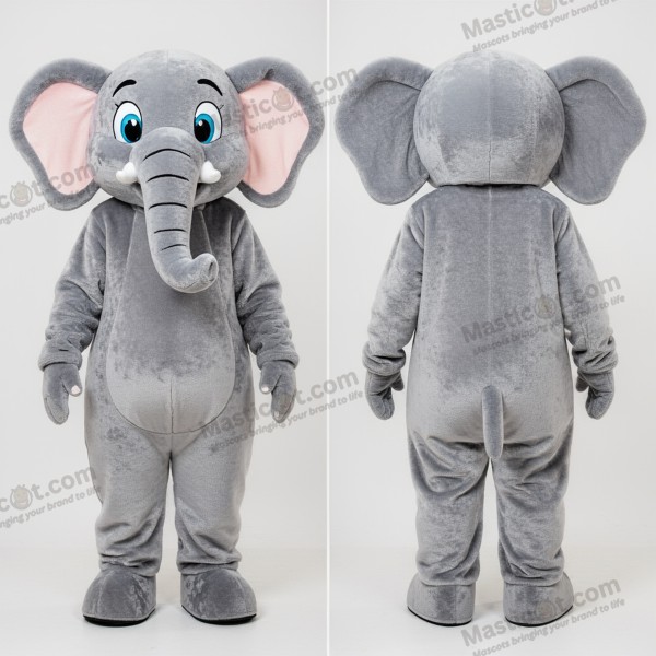 Silver Plush Cartoon Elephant Mascot - Elephant - MASTICOT_27501 - Masticot.com