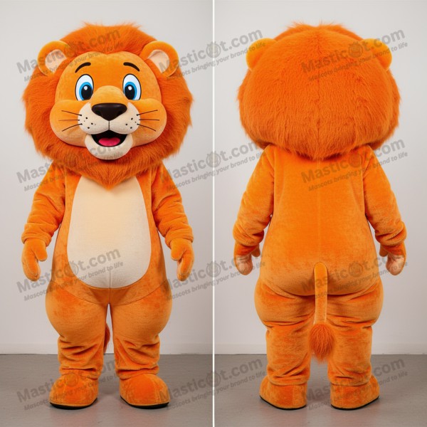 Rust orange wide eyed lion mascot - Masticot.com