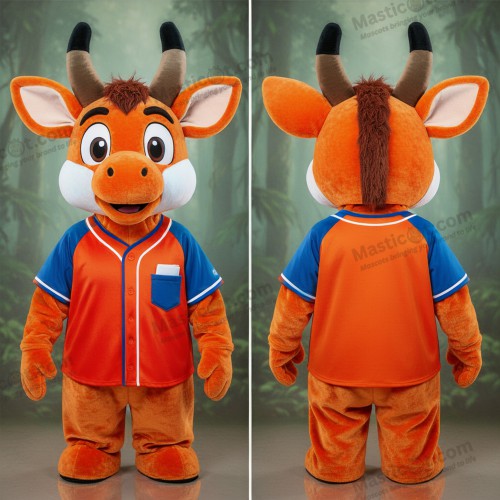 Velvety Orange Striped Okapi Mascot - Okapi - MASTICOT_27569 - Masticot.com