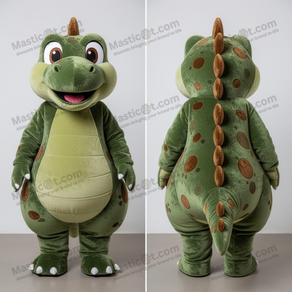Mascotă stegosaurus prietenoasă, verde măsliniu -