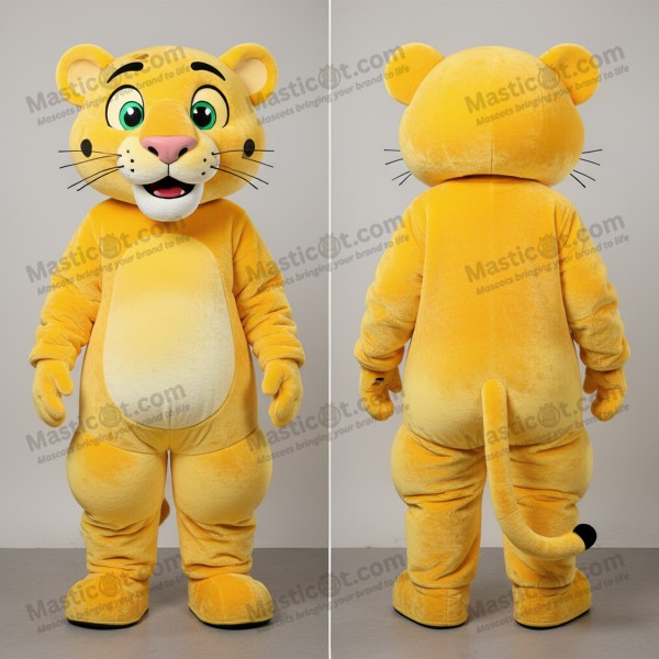 Golden yellow broad shouldered panther mascot - Masticot.com