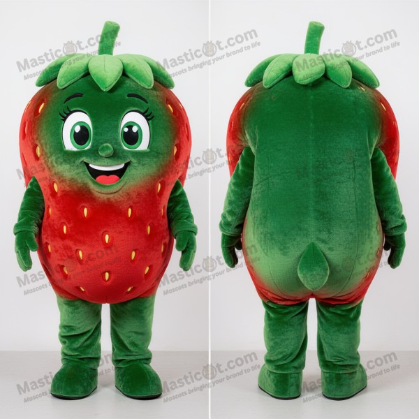 Forest green velvety strawberry mascot - Masticot.com